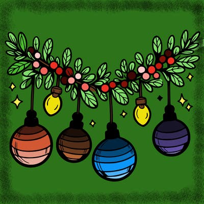 christmas garland with big bulbs