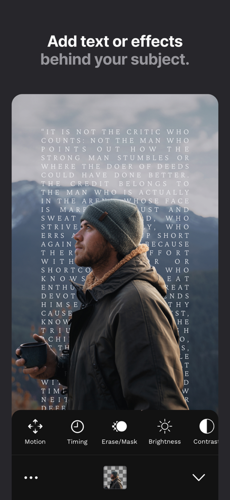 Adding text behind a subject in the Lens Distortions app