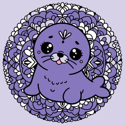 a cute baby seal mandala