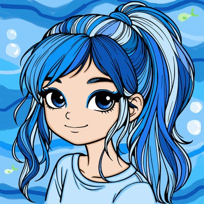 realistic girl with ponytail