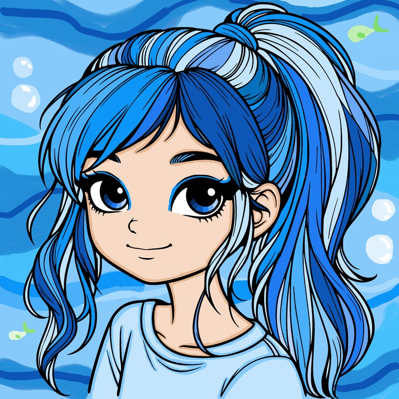 realistic girl with ponytail