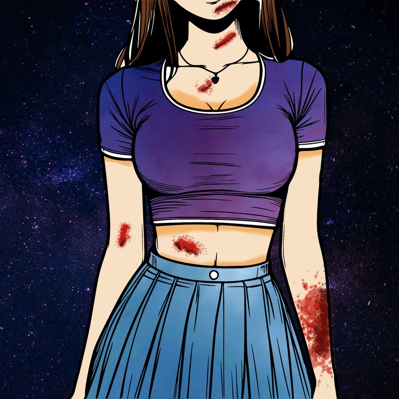 realistic girl wearing crop top and skirt