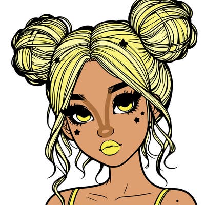 realistic girl with space buns