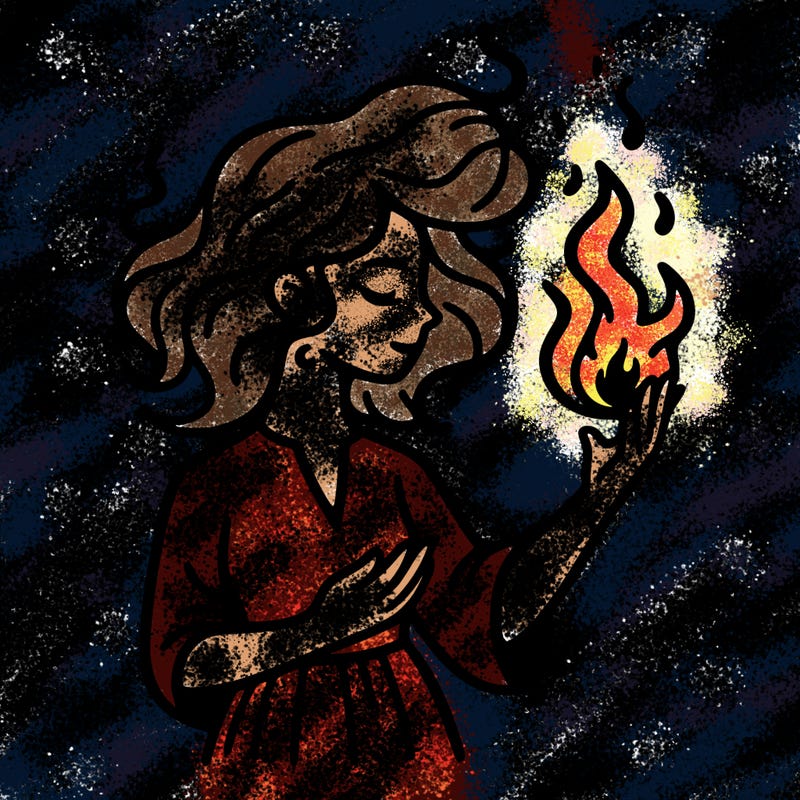 woman with fire