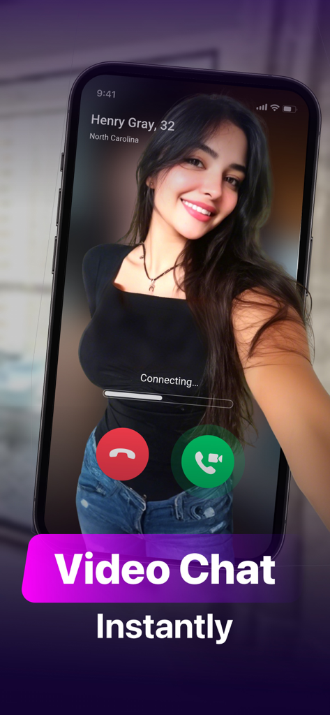 ParaU - Talk Live - Pantalla de smartphone que muestra una conexión de chat de video en vivo en la aplicación ParaU