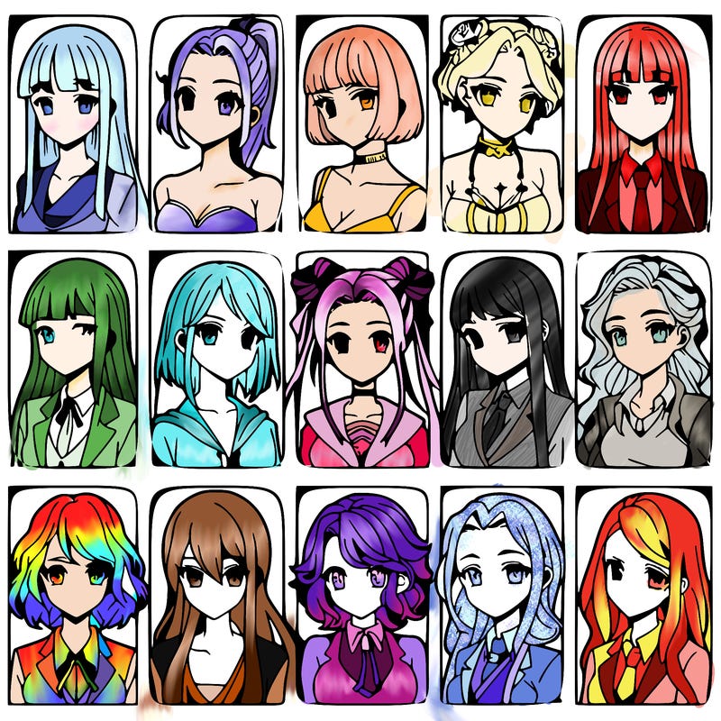 girls that look diffrent anime