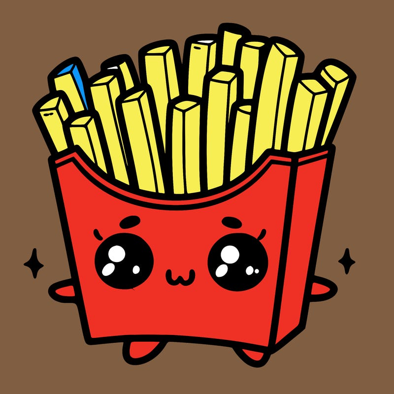 a cute. french fries