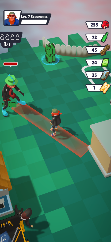 Street Dude - Homeless Empire - Gameplay screenshot of Street Dude Homeless Empire showing a level 7 character and resource inventory including bottles and cash