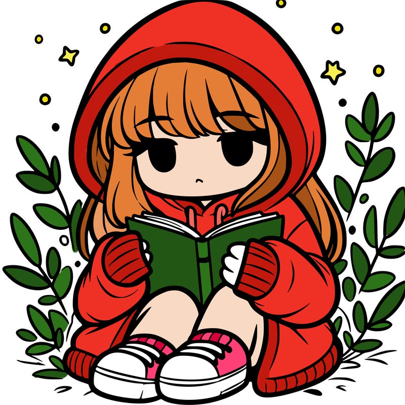 girl in oversized hoodie reading a book