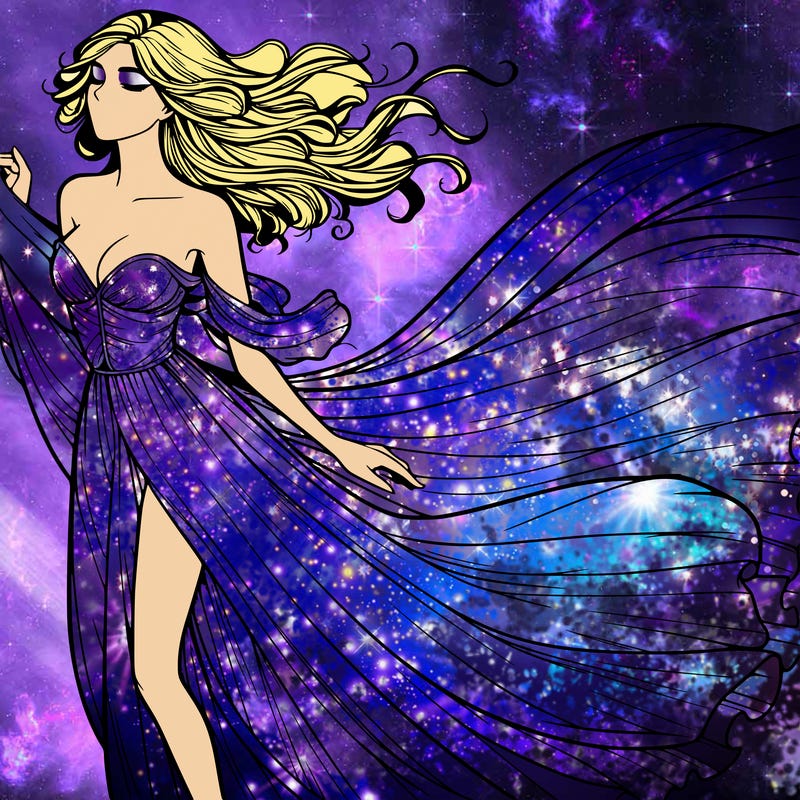 realistic woman in dress flowing the the wind