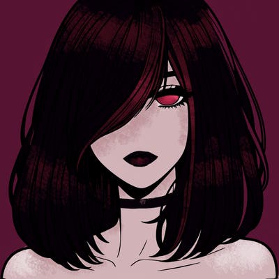 hyper realistic girl with shoulder length hair over one eye