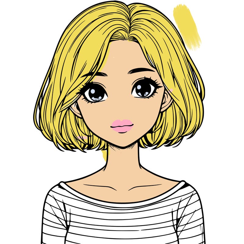 realistic girl with short hair