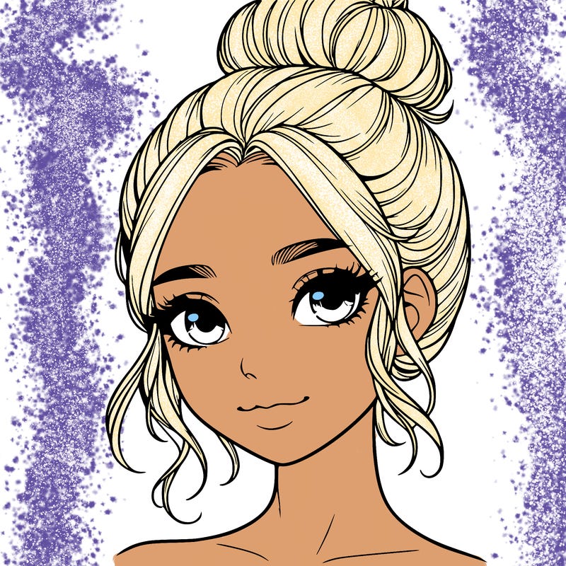 realistic pretty girl with hair in bun