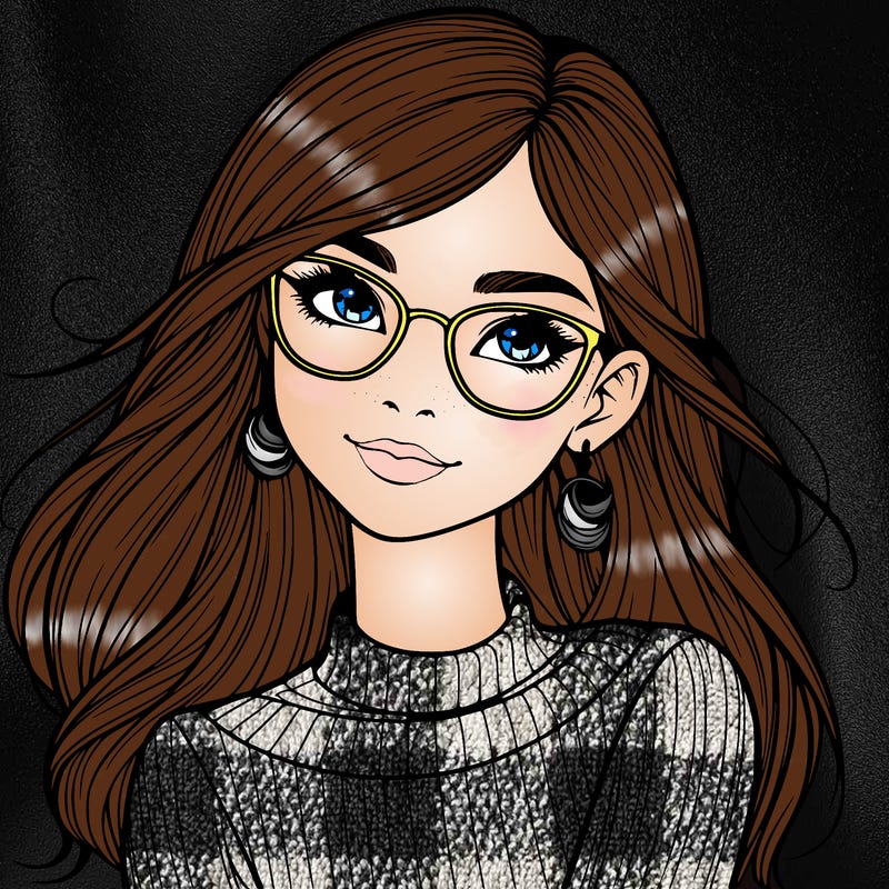realistic girl with glasses