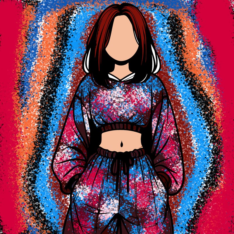 realistic girl faceless with baggy pants and a crop top
