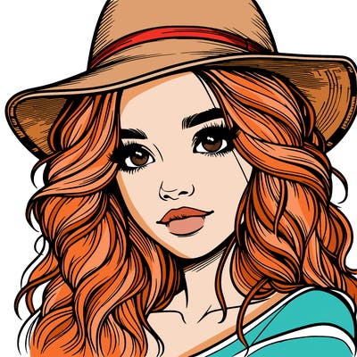 realistic girl with hat