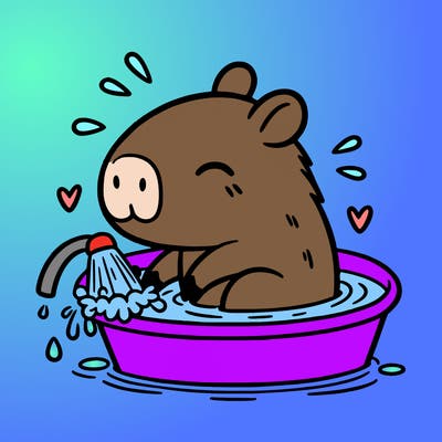 capybara taking a bath