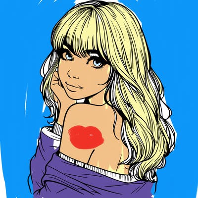 realistic girl with bangs looking over her shoulder