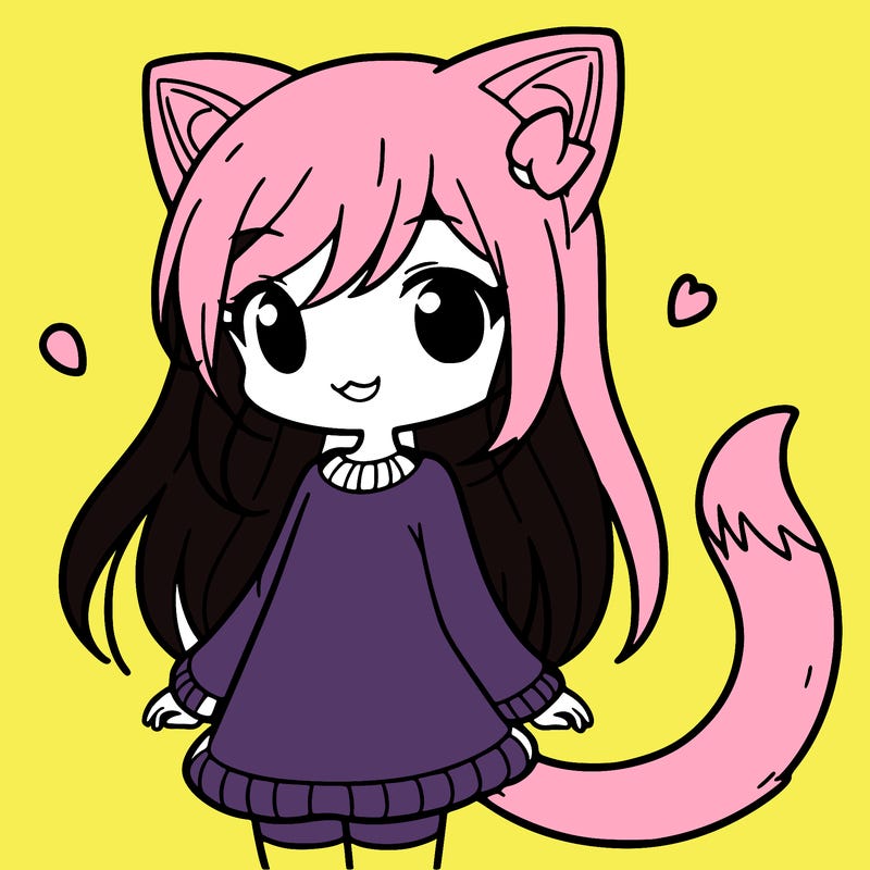 girl with cat ears and tail