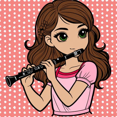 pretty teen girl playing clarinet