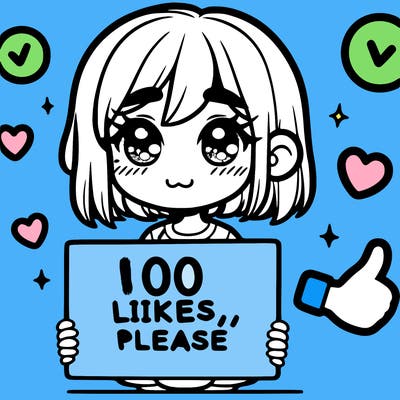 a girl with a sign saying 100 likes, please