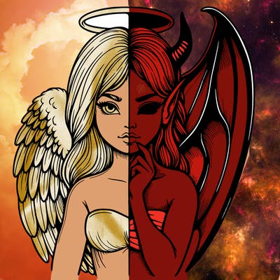 realistic angel half demon