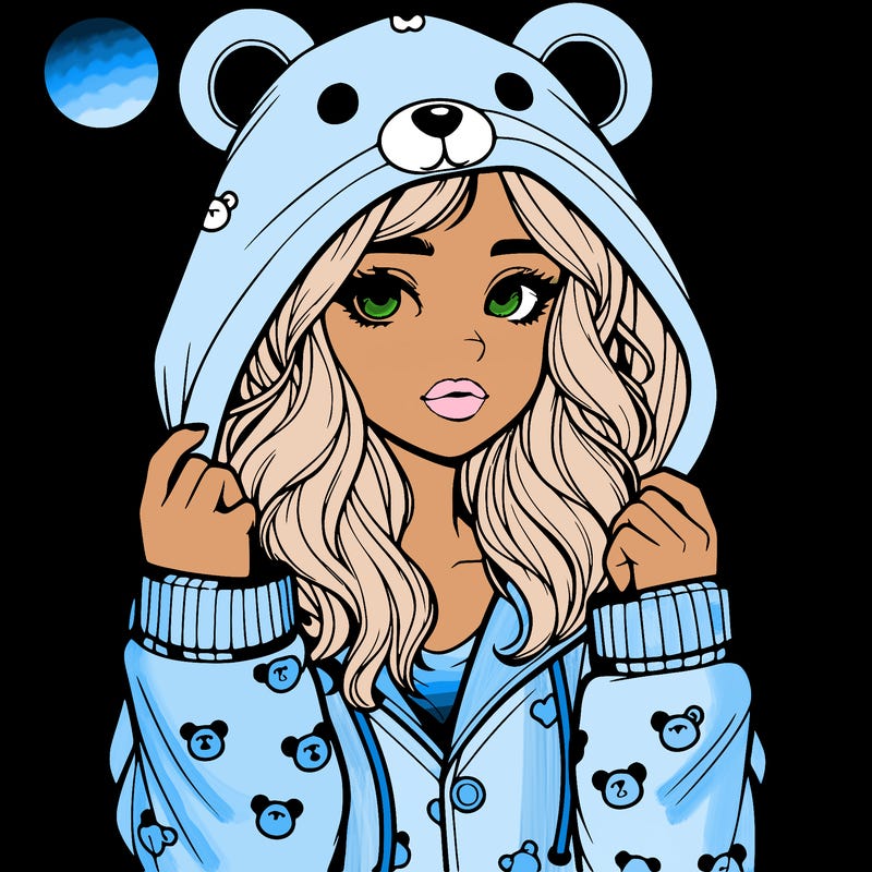 realistic girl in a animal pjs hoodie