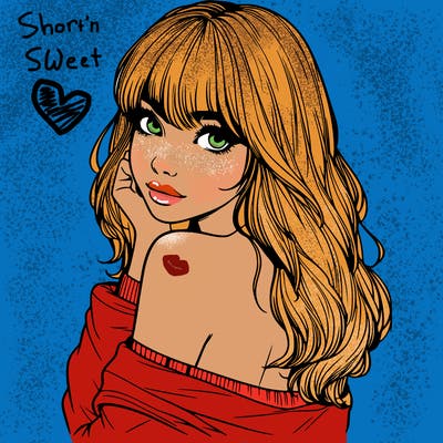 realistic girl with bangs looking over her shoulder