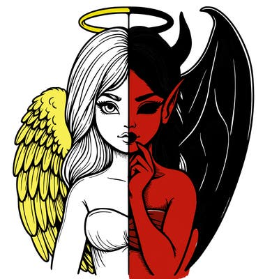 realistic angel half demon