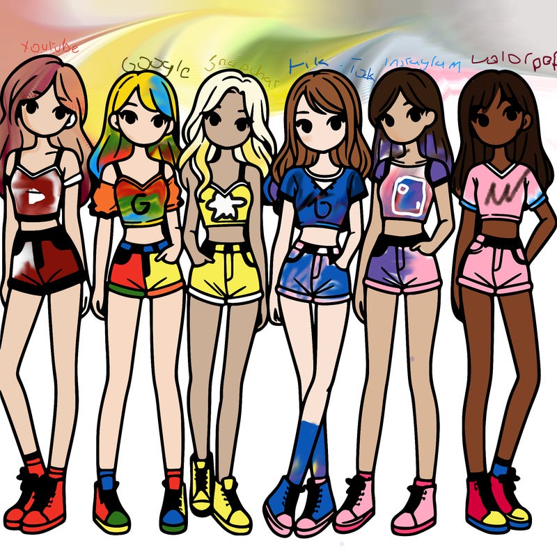 a group of girls wearing crop tops and shorts