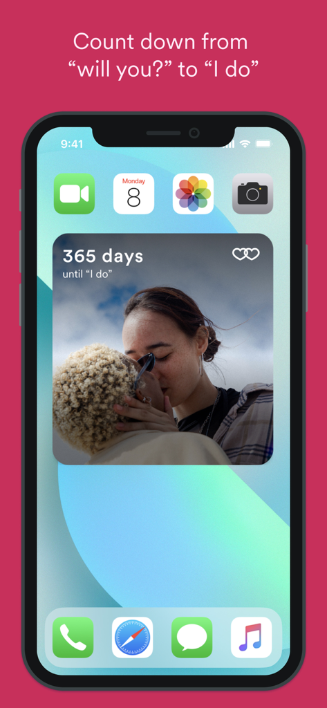 Zola wedding countdown widget on iPhone home screen