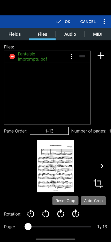 MobileSheets® - MobileSheets interface for managing sheet music files and auto cropping tools