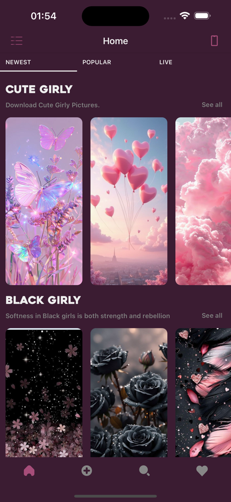 Preppy Cute Girly Wallpapers - Pantalla de inicio de la aplicación Fondos de pantalla lindos y preppy para chicas con temas estéticos en rosa y negro