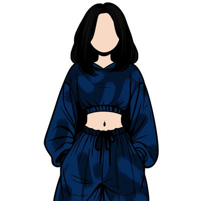 realistic girl faceless with baggy pants and a crop top