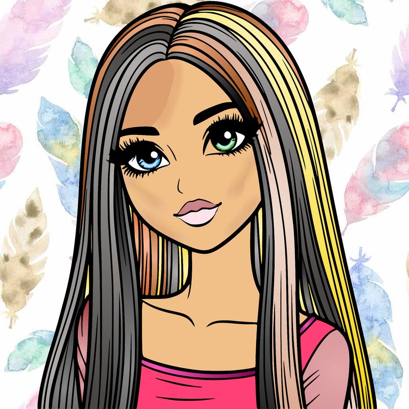 realistic girl with straight and long hair