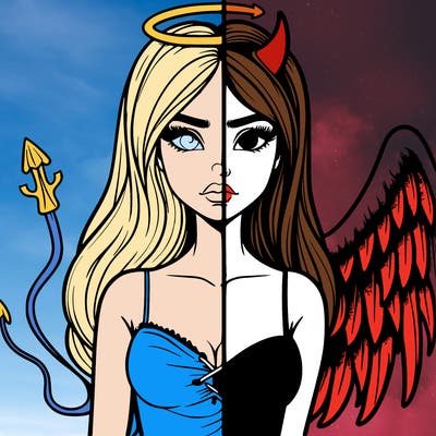 devil vs angel realistic girl