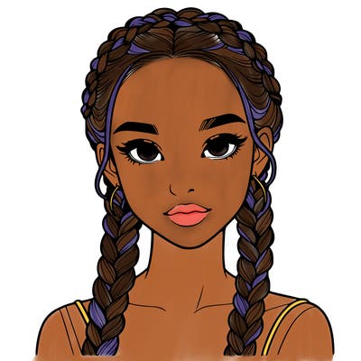 realistic girl with braids