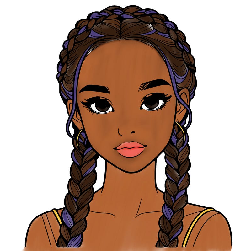 realistic girl with braids