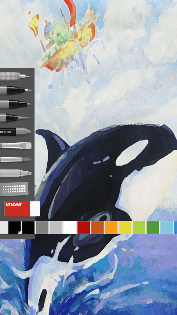 Sketch Art - Draw, Paint & Doodle - Pintura digital de una orca usando los pinceles y la paleta de colores de la app Sketch Art