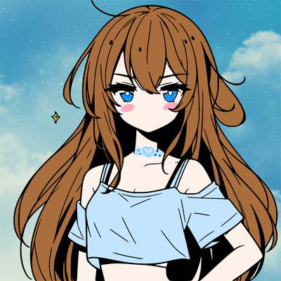 a cool anime girl with a crop top with long hair