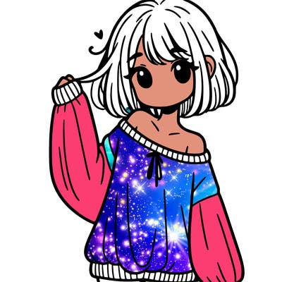 girl in baggy sweater hanging off her shoulder