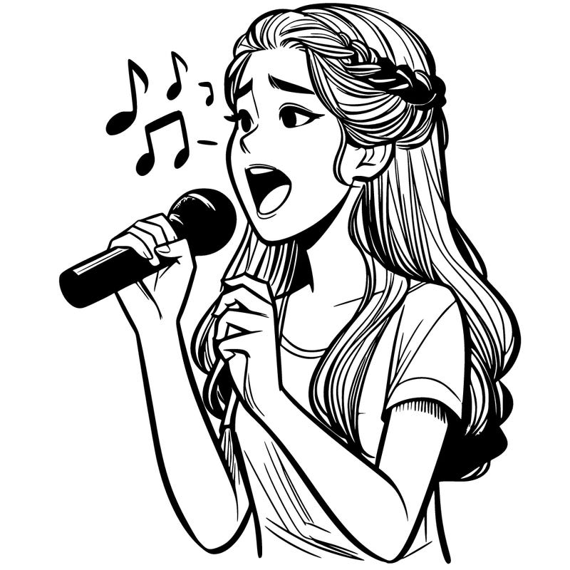 a teenage girl singing realistic