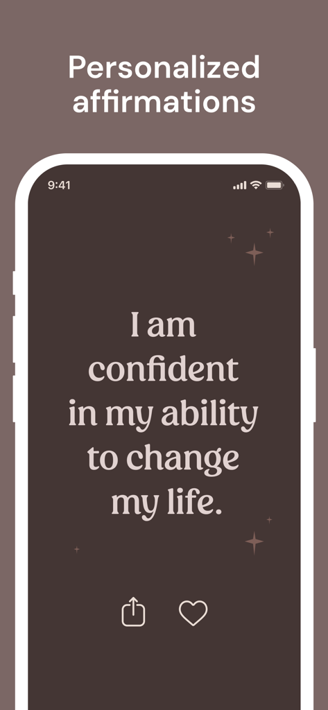 I am - Daily Affirmations - Schermata dello smartphone che mostra un'affermazione giornaliera personalizzata sulla capacità di cambiare la propria vita