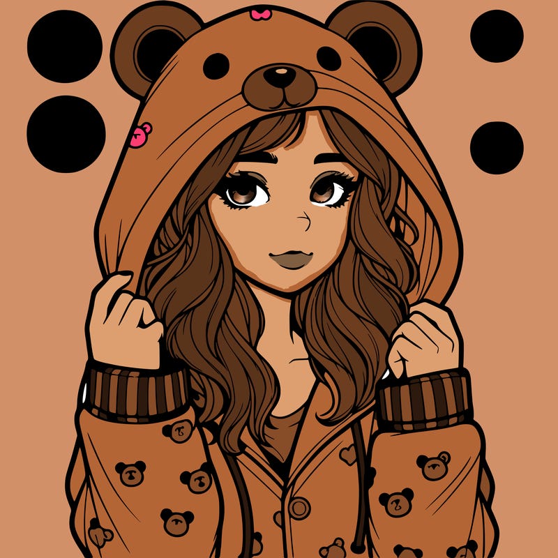 realistic girl in a animal pjs hoodie