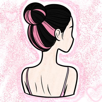 a woman with tight back hair and her face. not covered by any hair.