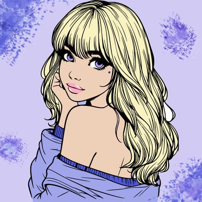 realistic girl with bangs looking over her shoulder