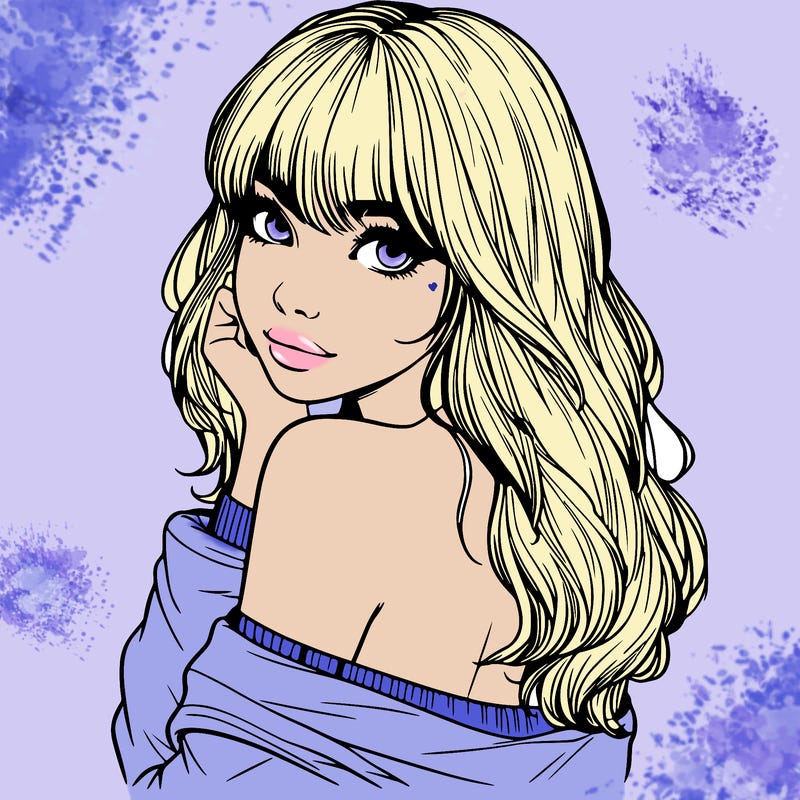 realistic girl with bangs looking over her shoulder