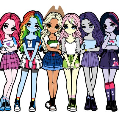 a group of girls realistic