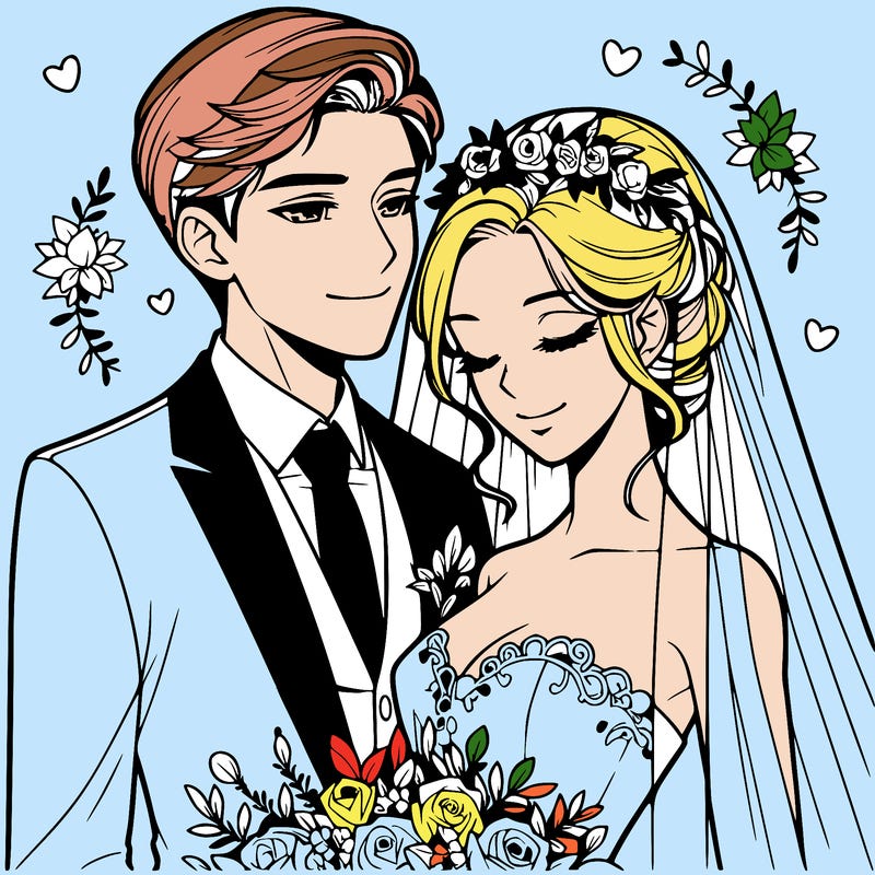 realistic wedding bride and groom