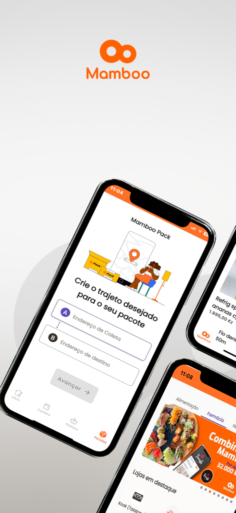 Mamboo - Mamboo super app mobile screens for courier service and food delivery